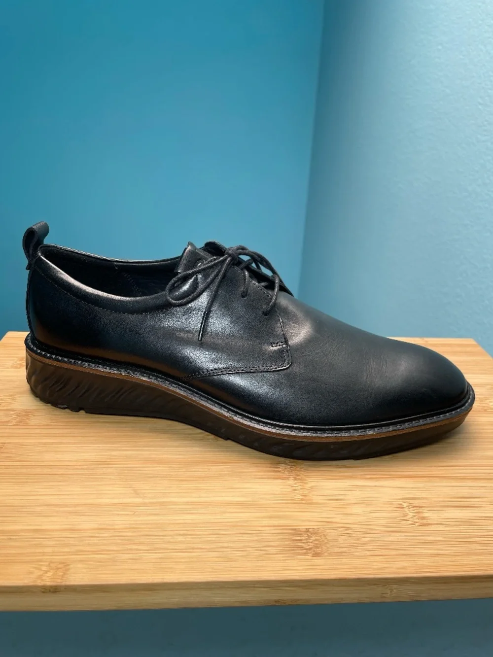 Ecco ST.1 Hybrid Derby Leather Shoes Black EU 46 Men's US 12 12.5 Lace Up EUC!